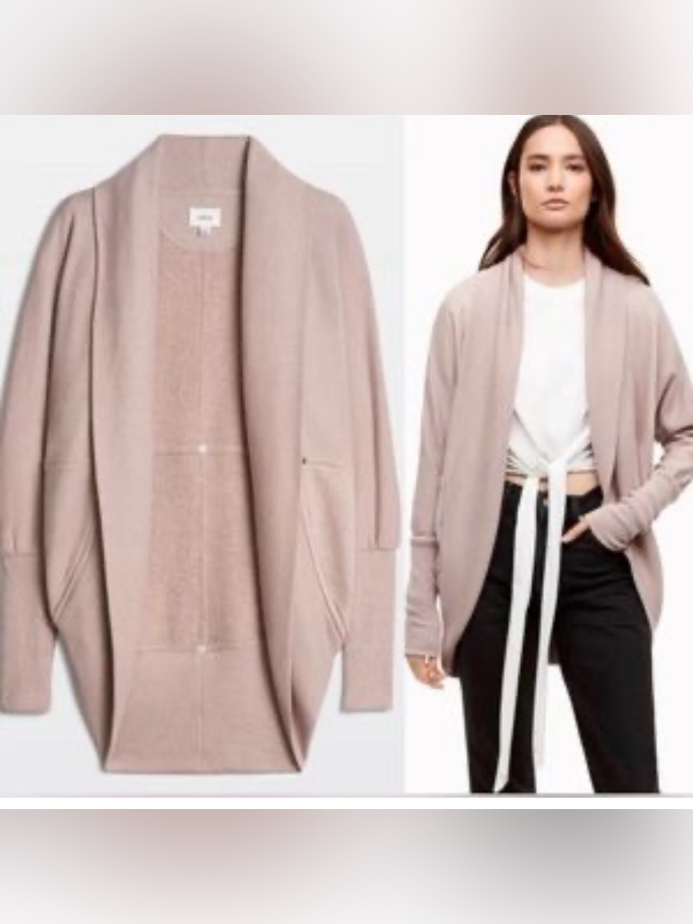 Aritzia Wilfred Diderot Cocoon Open
Front Cardigan Sweater L Beige/Pink VGUC